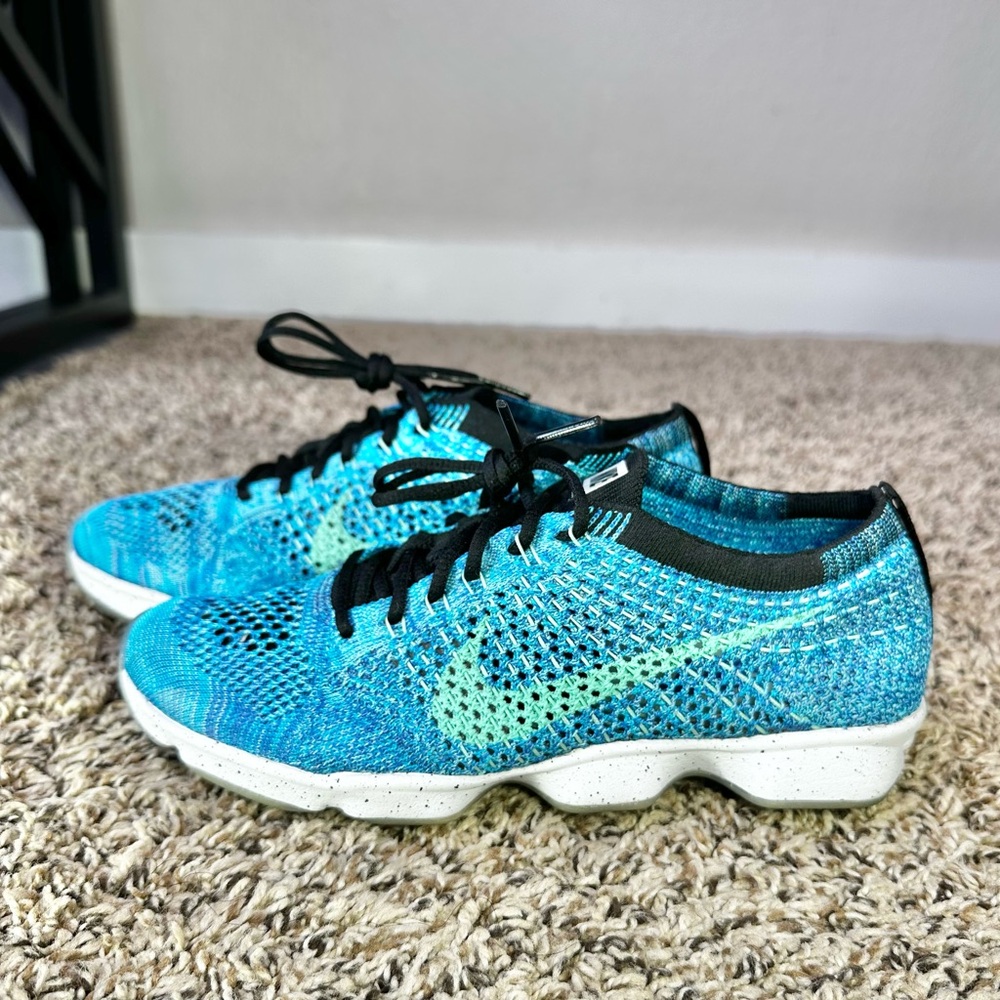 Nike Flyknit Zoom Agility Womens Size 6 Blue Athletic Running Shoes Sneakers